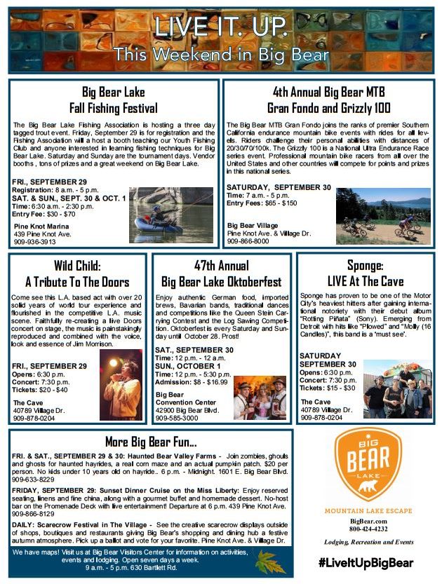 Big Bear Oktoberfest, Biking, Fishing and Music this weekend 